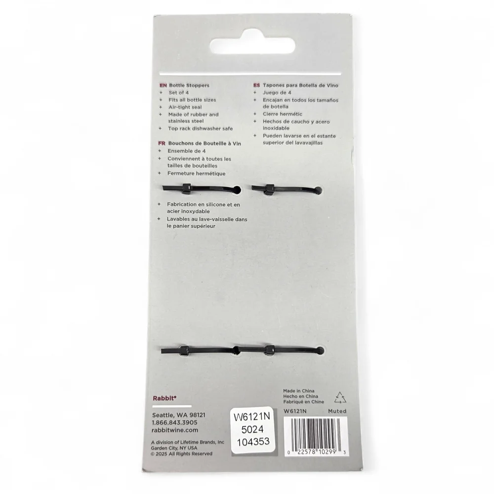 Rabbit Multi-Color Bottle Stoppers Set NEW IN PKG